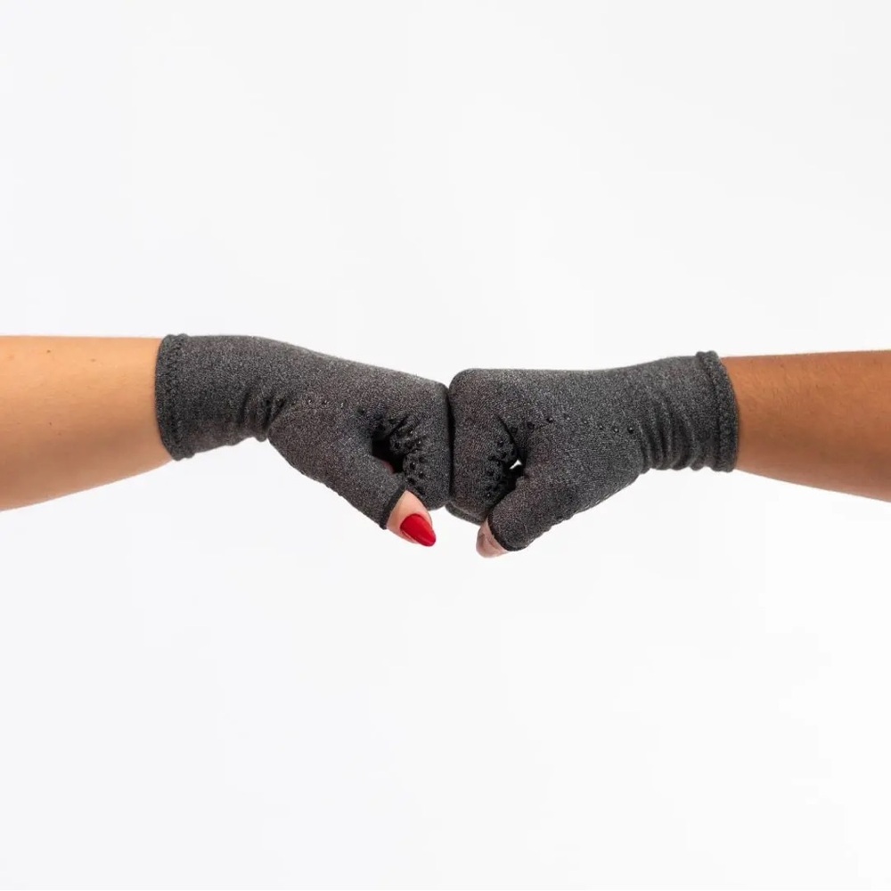 Charcoal Gray Compression Gloves by Onecompress - Size S